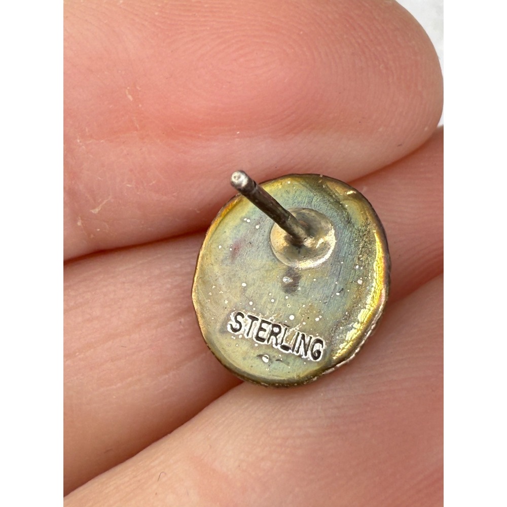 Vintage‎ Native American Handcrafted Sterling Earrings Pierced Mother of Pearl - Picture 4 of 6